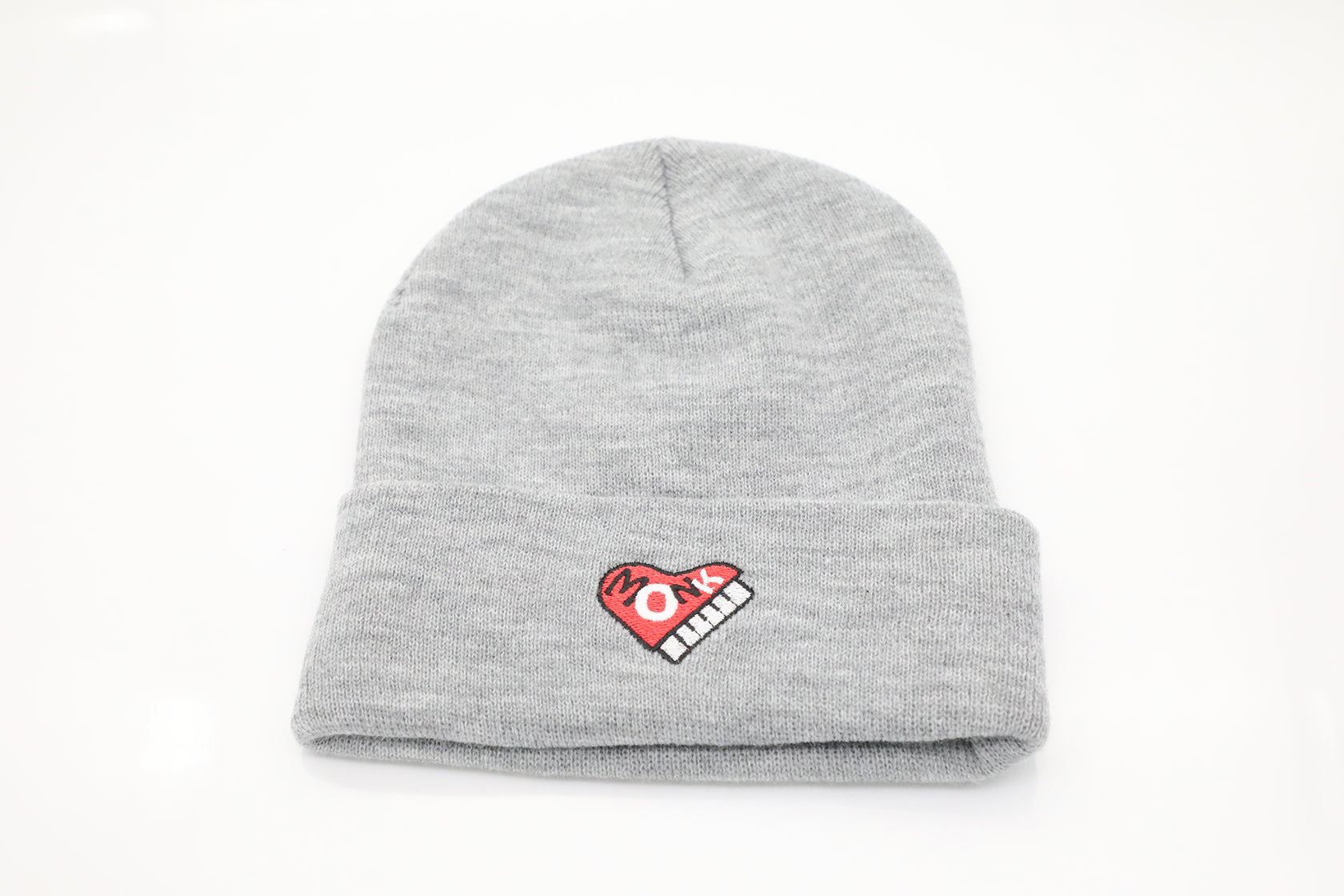 Heather Grey Heart Monk Beanie